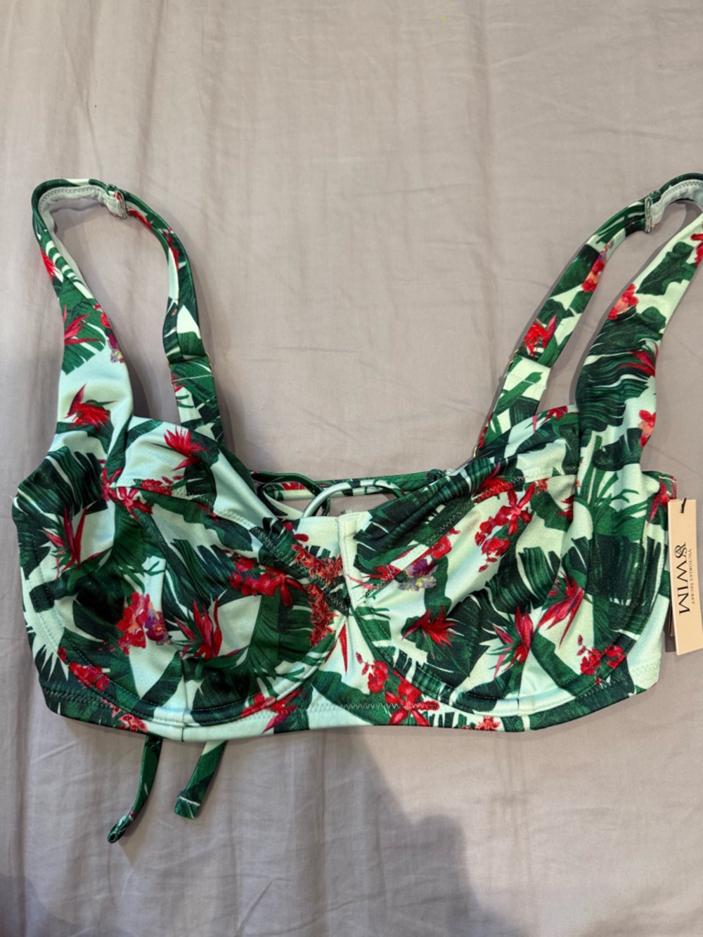 Victoria's Secret Green Tropical Floral Bikini Top